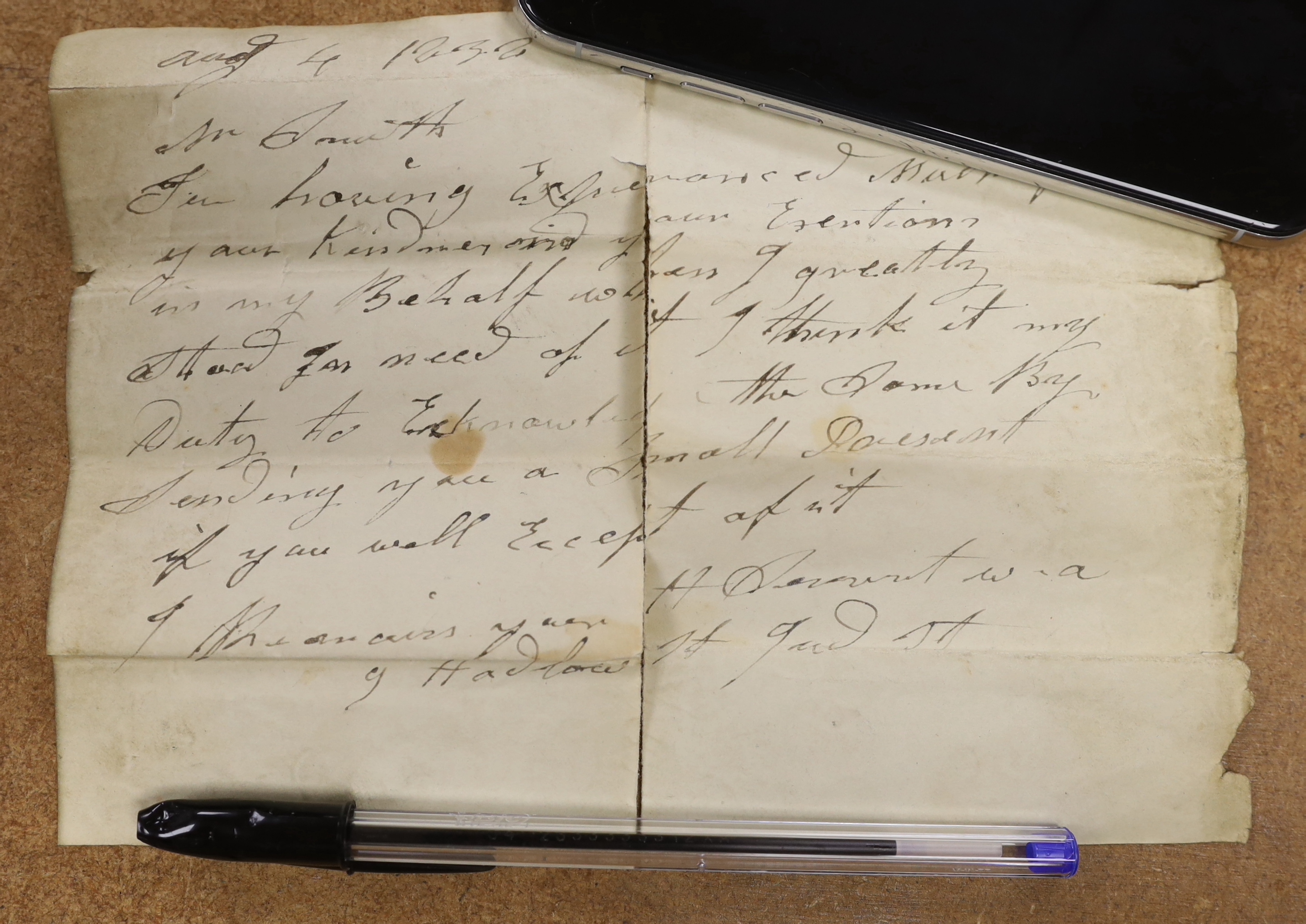 A mother of pearl inlaid rosewood cased cribbage set, with related letter, 1832